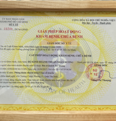 GIẤY PHÉP HOẠT ĐỘNG KHÁM CHỮA BỆNH
