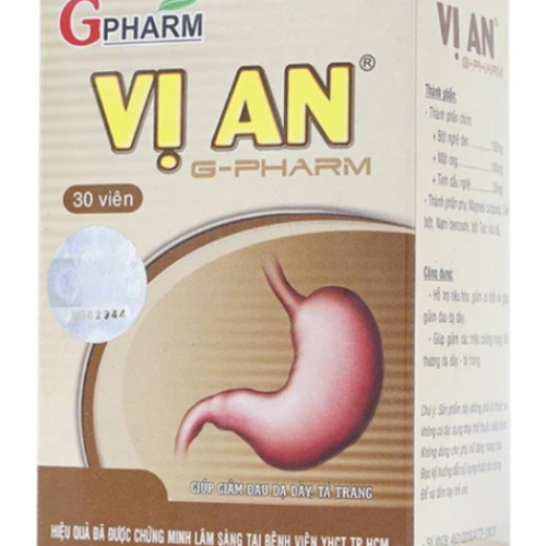Vị An GPharm - Giảm đau dạ d&agrave;y t&aacute; tr&agrave;ng hộp 30 vi&ecirc;n