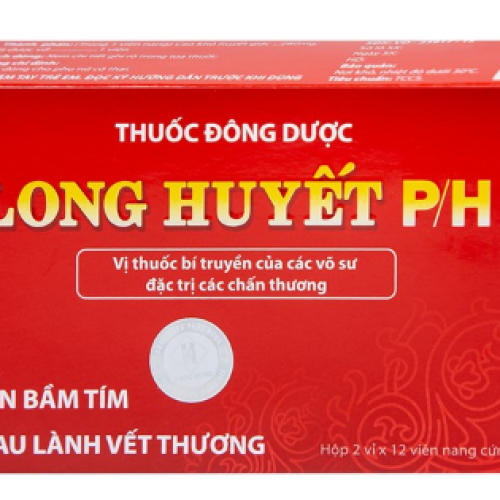 Thuốc Long Huyết P/H Ph&uacute;c Hưng đặc trị tan bầm t&iacute;m, mau l&agrave;nh vết thương (2 vỉ x 12 vi&ecirc;n)